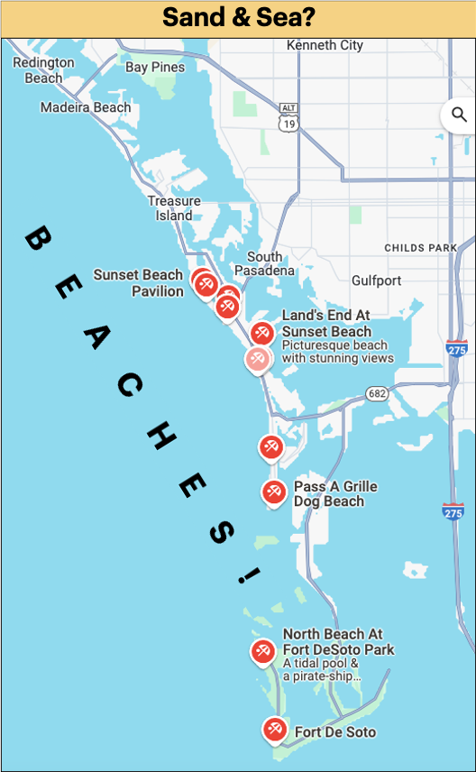 Map of St Pete beaches